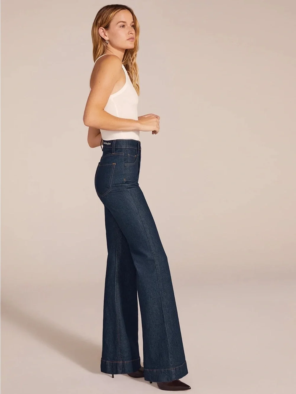 Favorite Daughter Valentina Super High Rise Flare Jeans Pepper 27 Dark Wash